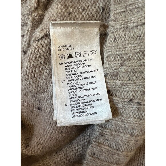 H&M Knitted Chunky Grandpa Cable Knit Sweater Cardigan Beige Size M Wool Blend - Picture 8 of 8